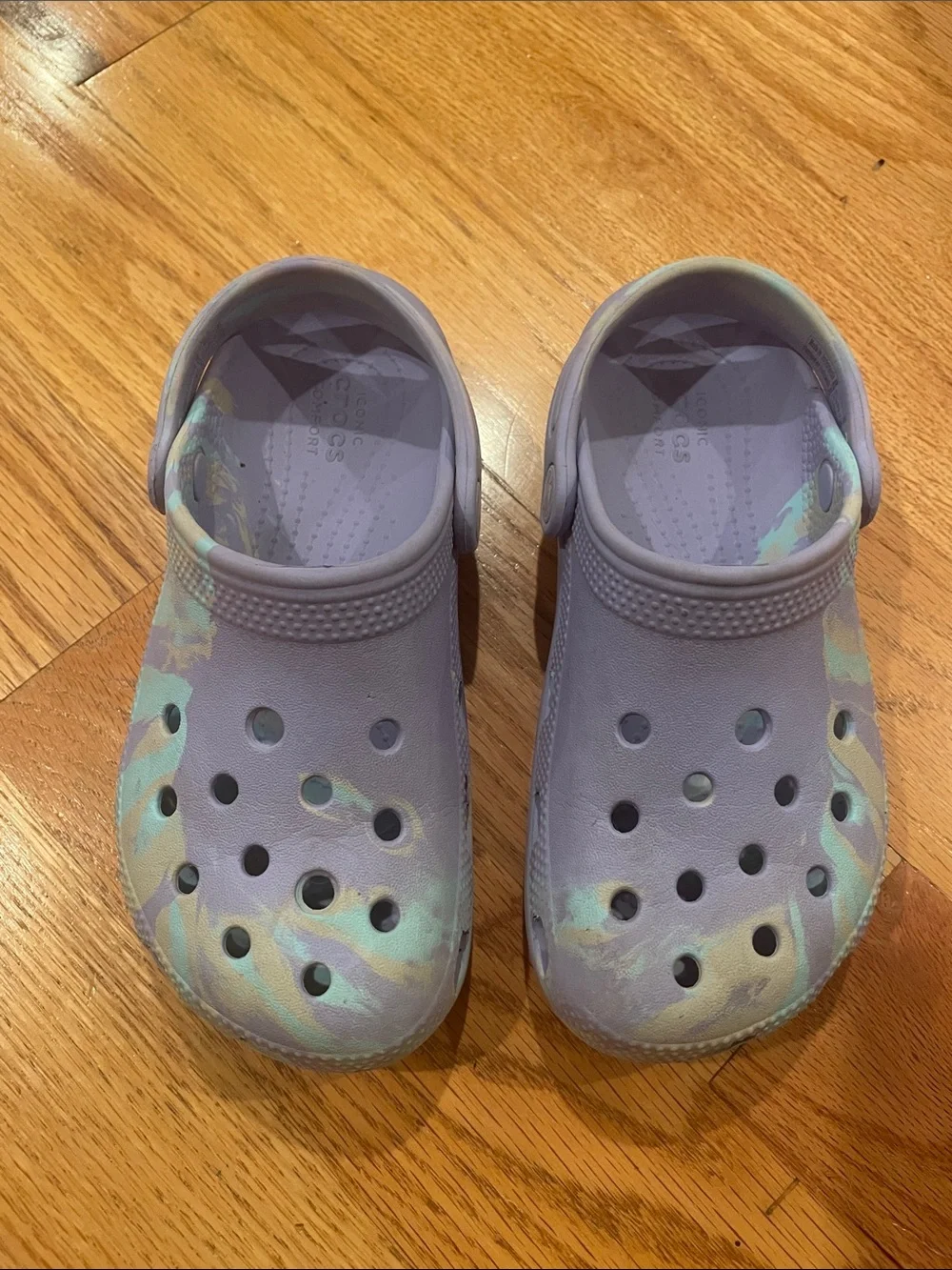 CROCS Kids Pastel Lavender Tie-Dye Slip-On Clogs